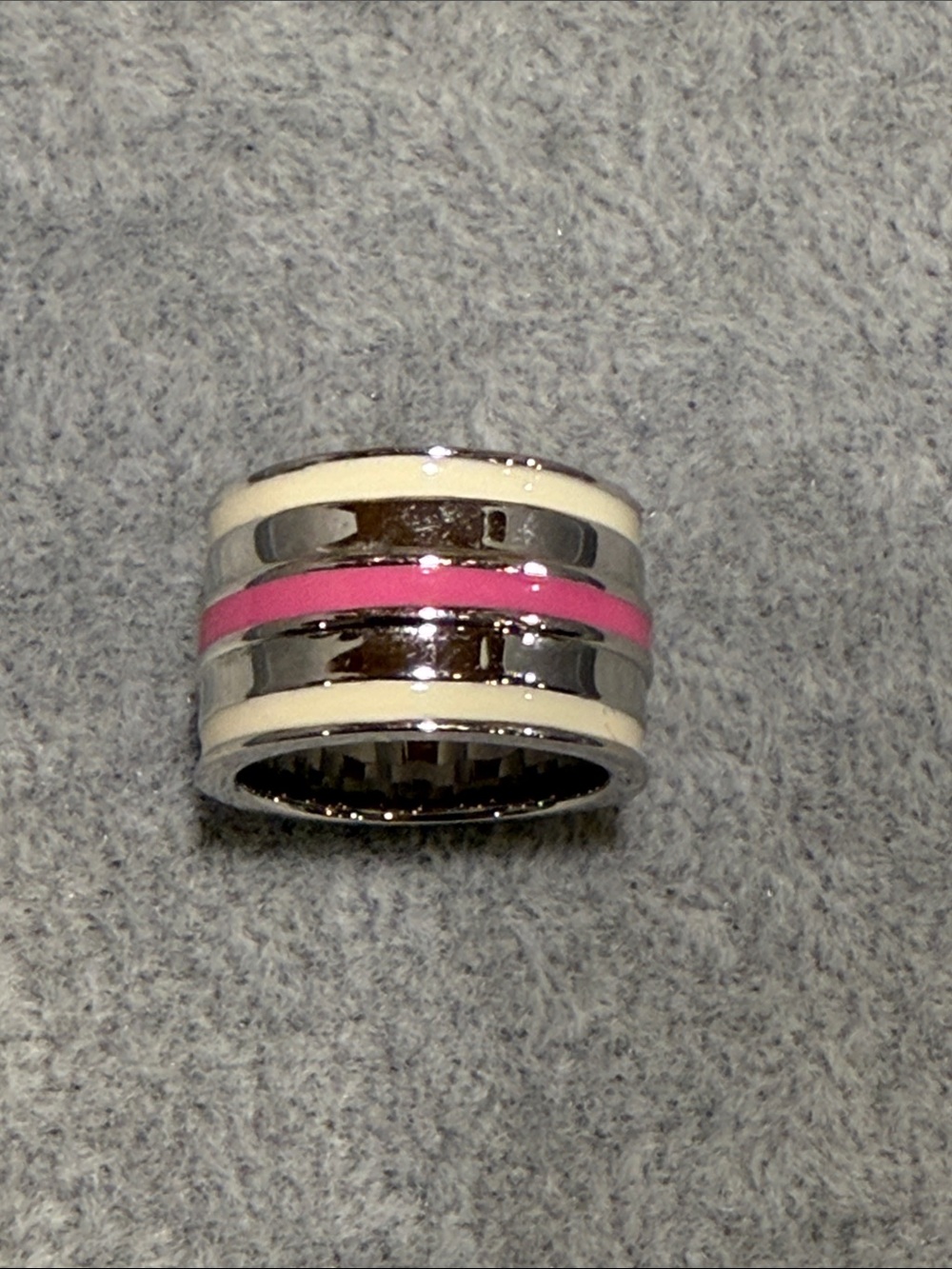 Lia Sophia pink and cream stripe ring